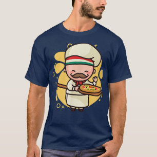 Camiseta Gelado italiano Pizza Chef Chibi Style Kawaii Pizz