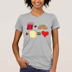Camiseta Geleia + Manteiga de amendoim + Pão = Coração de A