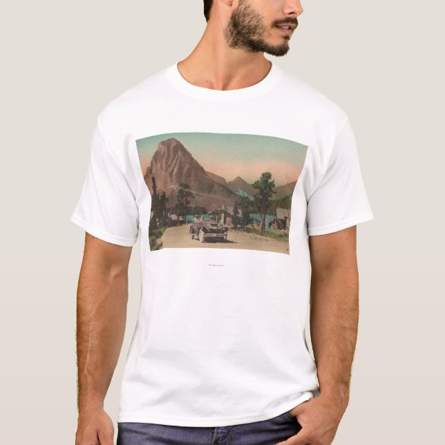 Camiseta Geleira, TA - vista de dois chalés & Mt. Rockwell (Frente)