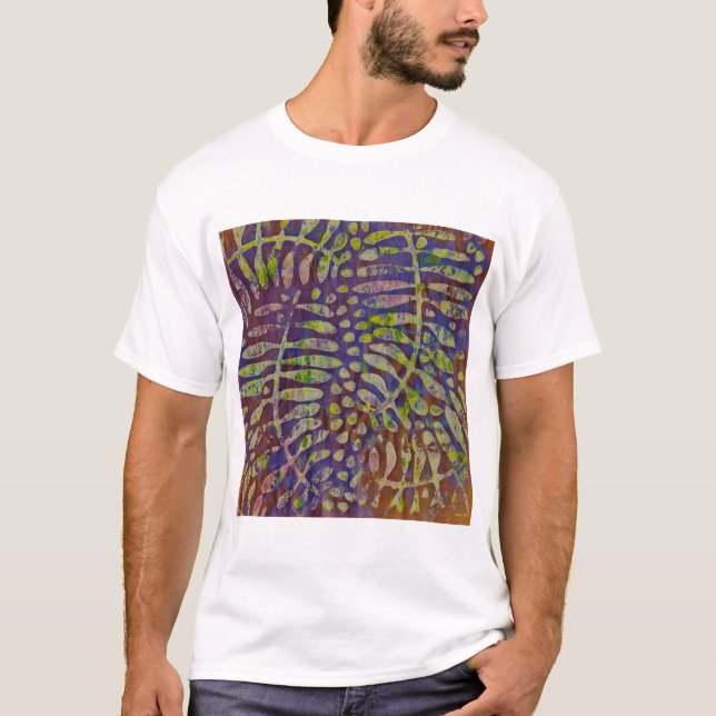 Camiseta Gelli Impressão Stencil Abstrato Art (Frente)