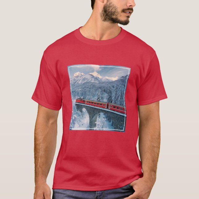 Camiseta Gelo e neve | Suiça de trem Red Bernina Express (Frente)