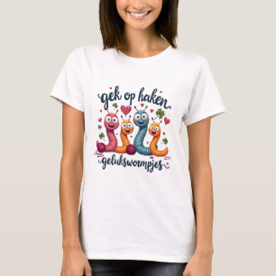 Camiseta Gelukswormpjes 'Gek op Haken - Worms Preocupantes