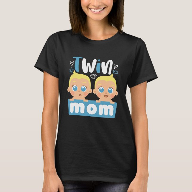 Camiseta Gêmeas bonitas Mãe dos Bebês Legal Dia de as mães  (Frente)