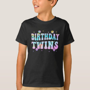 Camiseta Gêmeos de Aniversário Retraindo Gêmeas de Aniversá