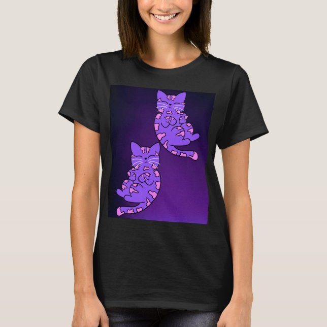 Camiseta Gêmeos de Kitten Roxo 2 (Frente)
