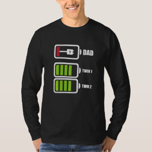 Camiseta Gêmeos e Papai Bateria Bebê Dia dos Pais