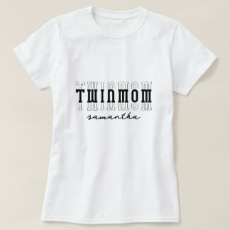 Camiseta Gêmeos Mãe de 2 Presente de Dia de as mães Monogra