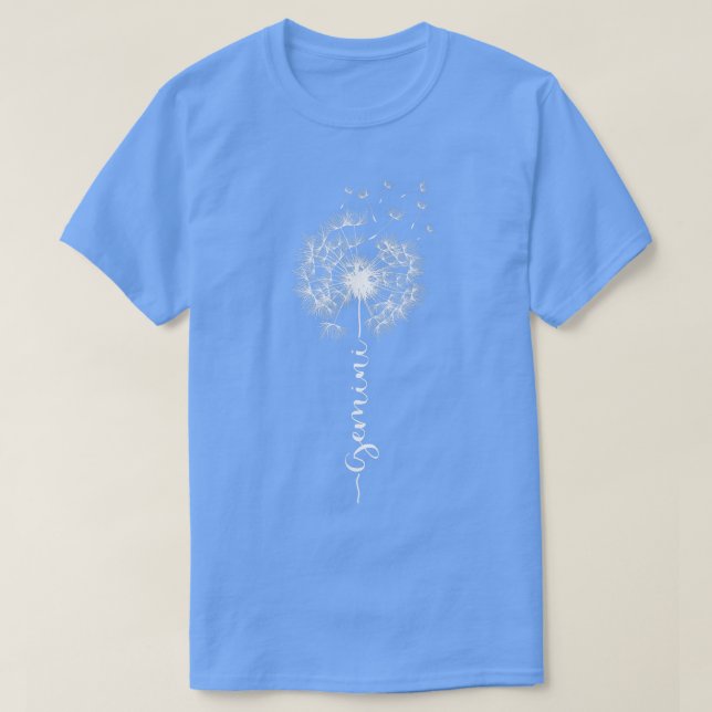 Camiseta Gemi Zodiac Gemi, Flor de Astrologia, Um Dandelão  (Frente do Design)