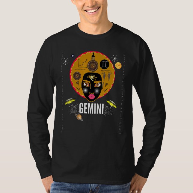 Camiseta Gemini African American Women Zodiac Sinal (Frente)