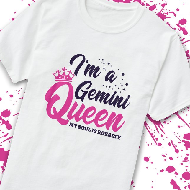 Camiseta Gemini Birthday Queen Astrology Zodiac Sinal Soul (Criador carregado)