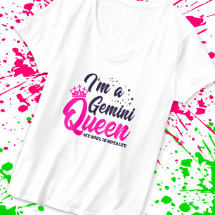 Camiseta Gemini Birthday Queen Astrology Zodiac Sinal Soul