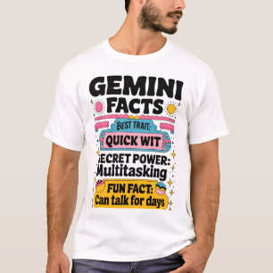 Camiseta Gemini Fatos: Sentido Rápido, Multitarefa e Sem Fi