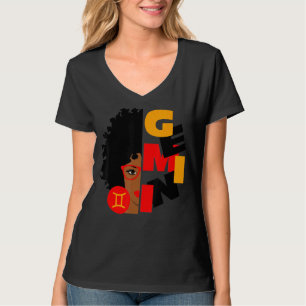 Camiseta Gemini Girl Africa Girl Zodiac assina aniversário