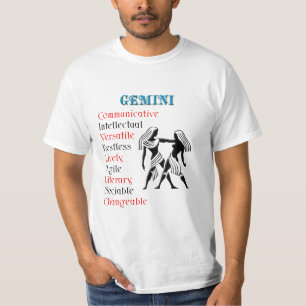 Camiseta Gemini Horoscope Sinal Zodiac