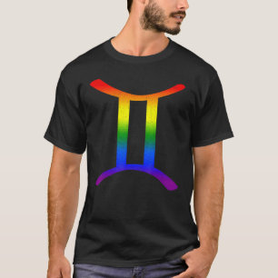 Camiseta Gemini Lgbt Sinal Zodiac Lgbt Gay do Orgulho Arco-