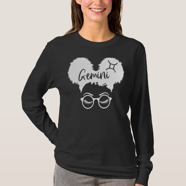 Camiseta Gemini Queen Afro Cute Zodiac Sinal Gemini (Frente)