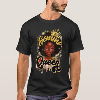 Camiseta Gemini Queen Black Queen Melanin Afro Women Birthd