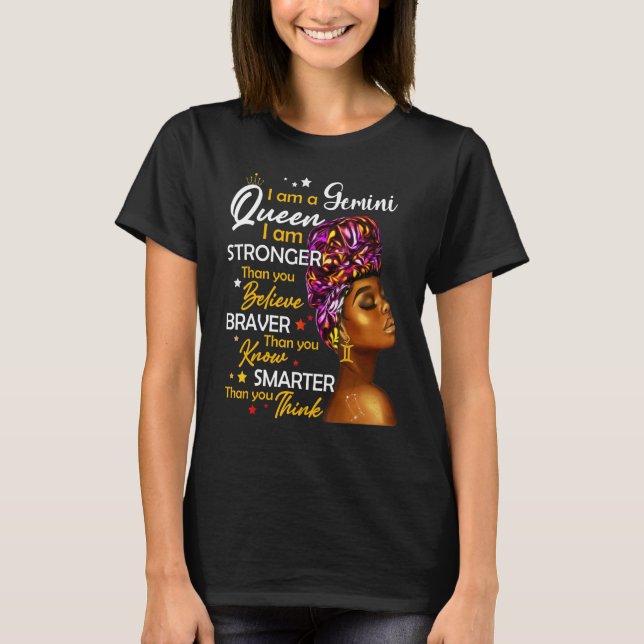 Camiseta Gemini Queen Sweet As Candy    BirthdayFor Black W (Frente)