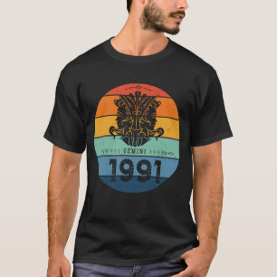 Camiseta Gemini Retro Vitage Sunset Sinal Zodiac Aniversári