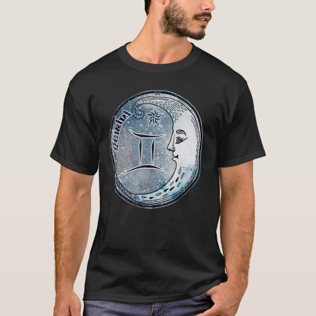 Camiseta Gemini Sinal de Lua Astrologia Boho Hippie Zodiac  (Frente)