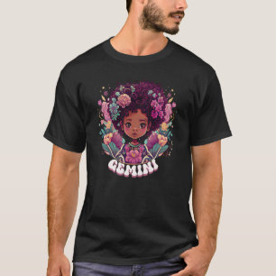 Camiseta Gemini Zodiac Afro Girl May Jun