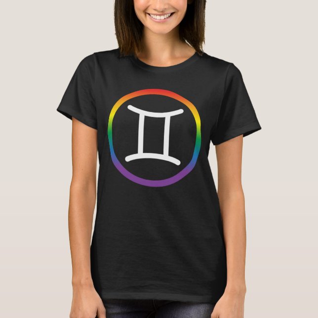 Camiseta Gemini Zodiac Sign Gay Pride Rainbow LGBT LGBTQ As (Frente)