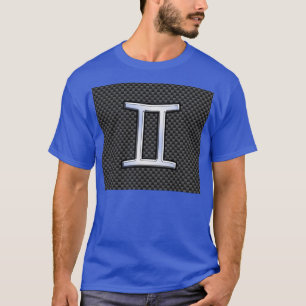 Camiseta Gemini Zodiac Símbolo Carvões Estilo de Fibra de