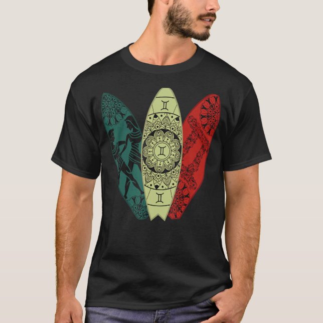 Camiseta Gemini Zodiac - Sinal de surfboard surfboard Horos (Frente)