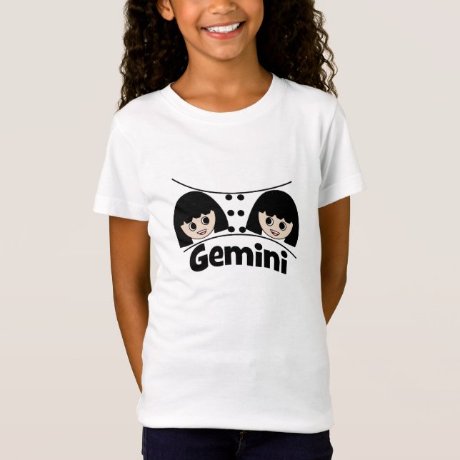 Camiseta Gemini Zodiac - Sinal Gêmeos Meninas Crianças (Frente)