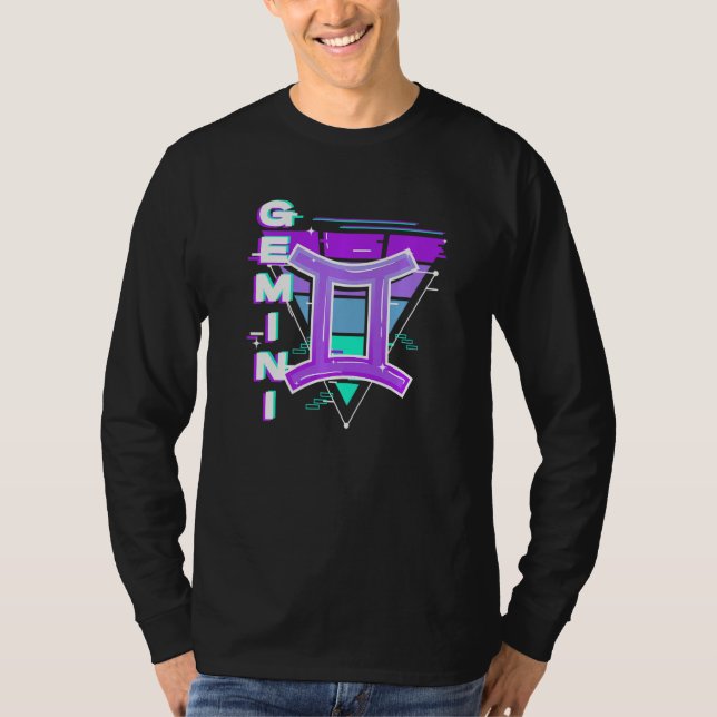 Camiseta Gemini Zodiac Sinal Vaporwave Aestética 80s 90s Me (Frente)