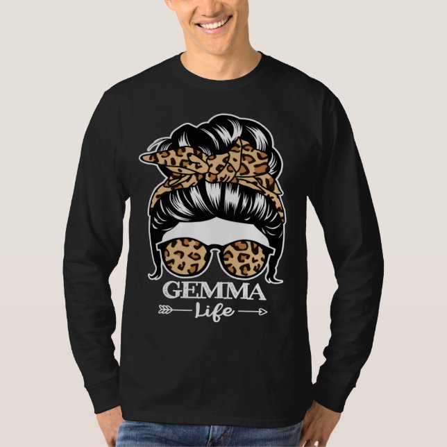 Camiseta Gemma Life Messy Bun Hair  Gemma Leopard (Frente)