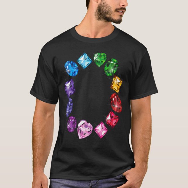 Camiseta Gemstone Circle Diversão Colorida Gemstones (Frente)