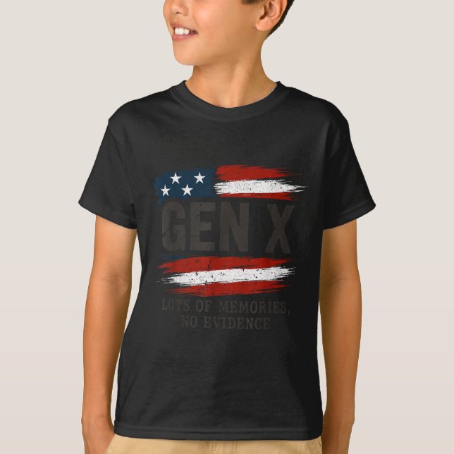 Camiseta Gen X Lots Of Memories No Evidence Usa Flag Humor  (Frente)