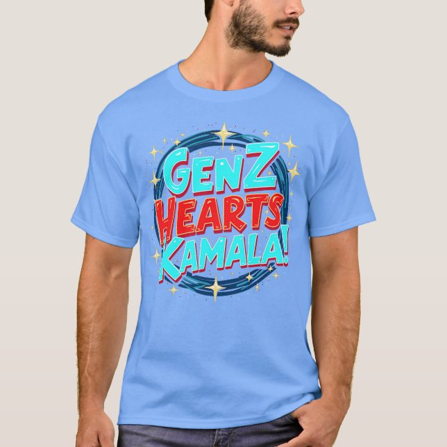 Camiseta Gen Z Hearts Kamala Vibrante Estado Político Joven (Frente)