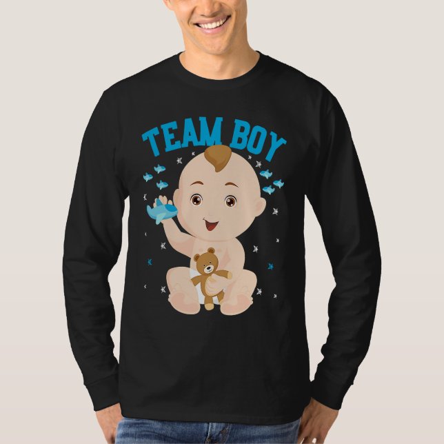 Camiseta Gender Announcement  Team Boy Baby Party Reveal Pr (Frente)
