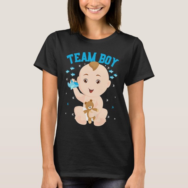 Camiseta Gender Announcement  Team Boy Baby Party Reveal Pr (Frente)