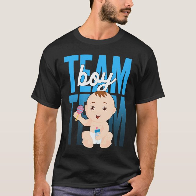 Camiseta Gender Announcement  Team Boy Baby Party Reveal Pr (Frente)