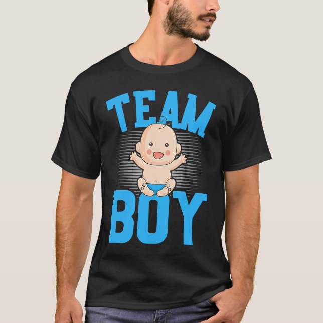 Camiseta Gender Announcement  Team Boy Baby Party Reveal Pr (Frente)