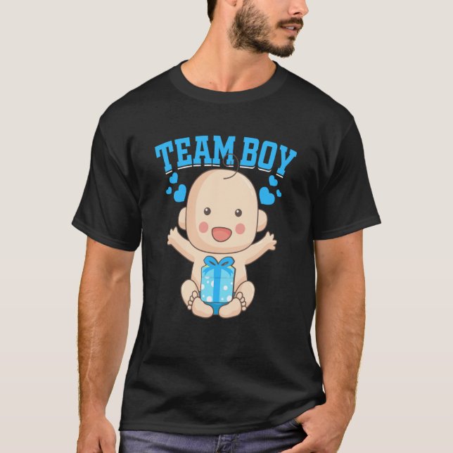 Camiseta Gender Announcement Team Boy Baby Party Reveal Pre (Frente)