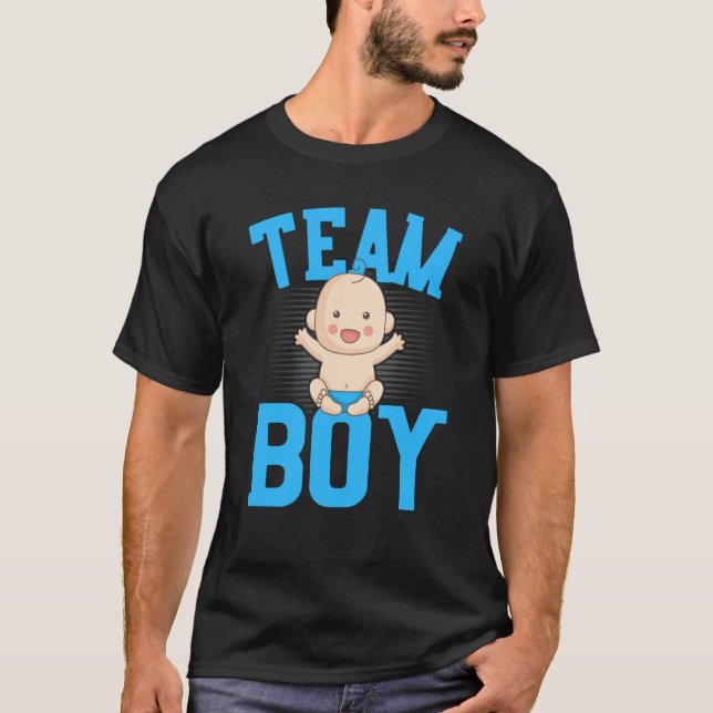 Camiseta Gender Announcement Team Boy Baby Party Reveal Pre (Frente)