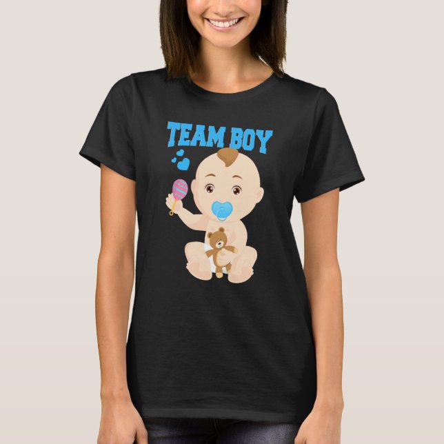 Camiseta Gender Announcement Team Boy Baby Party Reveal Pre (Frente)