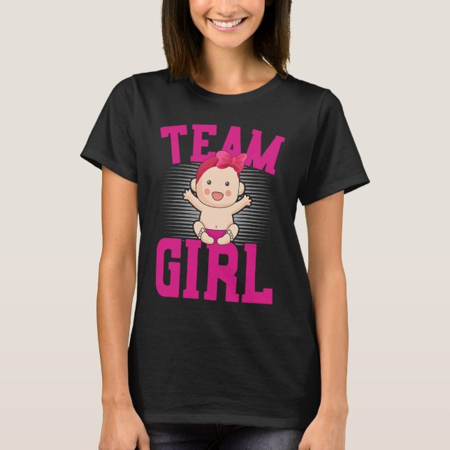 Camiseta Gender Announcement  Team Girl Baby Party Reveal P (Frente)