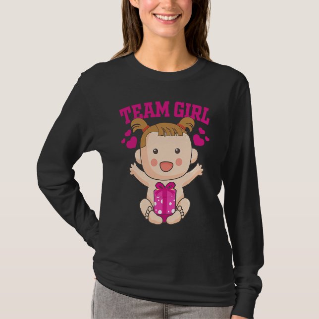 Camiseta Gender Announcement  Team Girl Baby Party Reveal P (Frente)