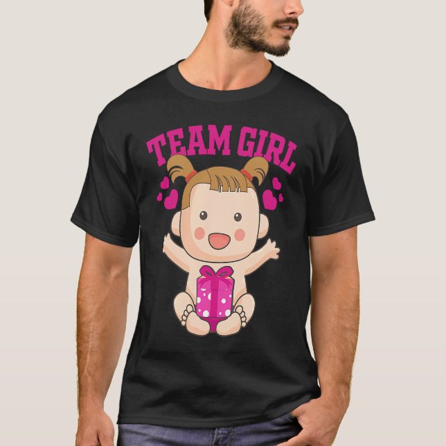 Camiseta Gender Announcement  Team Girl Baby Party Reveal P (Frente)