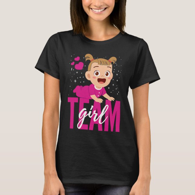 Camiseta Gender Announcement  Team Girl Baby Party Reveal P (Frente)