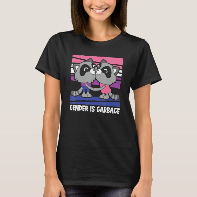 Camiseta Gender Fluid Racoon Non Binary - Pride Gender Is G (Frente)