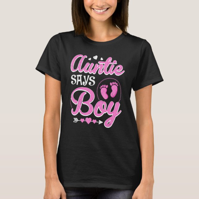 Camiseta Gender reveal Auntie says Girl baby matching famil (Frente)