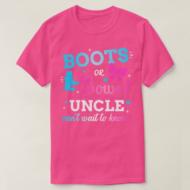 Camiseta Gender reveal boots or bows uncle matching baby pa (Frente do Design)