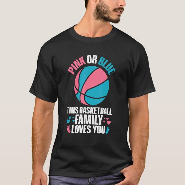 Camiseta Gender Reveal for a Basketball Loving Family (Frente)