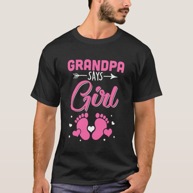 Camiseta Gender Reveal For Grandpa Says Girl Matching Famil (Frente)